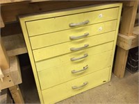 6 drawer yellow metal cabinet