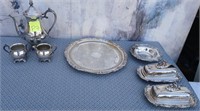 11 - VINTAGE TEAPOT, C&S, TRAY, COVERED DISHES (P7