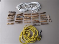 Rope with Clasp, Clothespins and Line