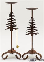 (2) Metal Christmas Tree Candle Stands