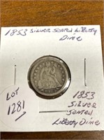1853 SILVER SEATED LIBERTY DIME