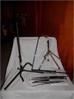 Group of music stands and instrument stands