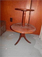 Two tier round side table w/claw feet