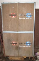 Standard metal garage cabinet with keys. Measures