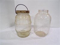 Large Canister Jar Barrel Shaped with Handle