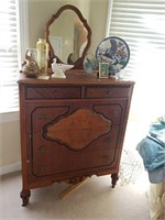 French country 5 drawer chest with mirror- walnut