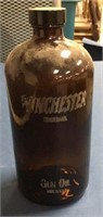 Winchester Etched Glass Amber Bottle