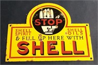 Shell Porcelain Stop Sign