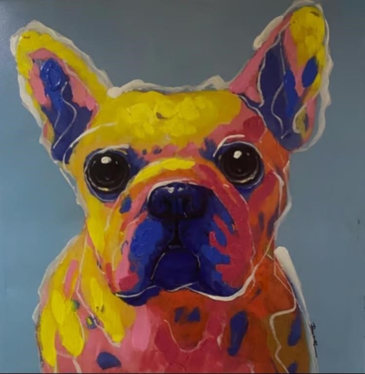 Canvas Abstract Painting English Bulldog Canvas Ab