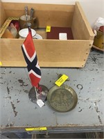 Silver Plated Mini Flag Stand w/ British Flag & Mi