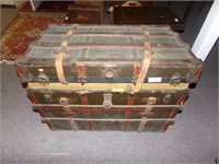 36" L x 26" T Antique Trunk And Contents