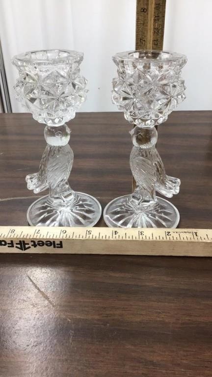 Set Hofbauer Byrds lead crystal candle  holders