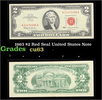 1963 $2 Red Seal United States Note Grades Select