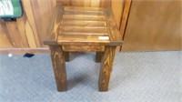 Wooden slatted square side table