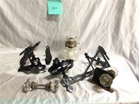 cast iron lamp holders , lamp and glass knobs