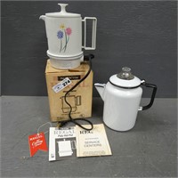 Enamelware Coffee Pot & Regal Warmer