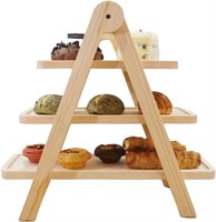 **SEE DECL** LAVONSLICHY Wood 3 Tier Serving Tray,