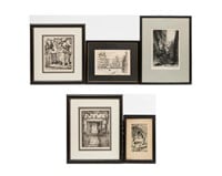 Five Etchings - Signed