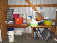 Group of Plastic Containers, Storage Boxes and