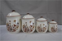 Ceramic canister set, small chip on lid, 9.25 to