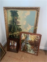 Group of vintage prints and frames