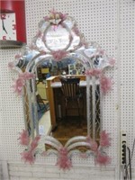 HIGHLY ORNATE VENETIAN ETCHED ENTRY MIRROR WITH