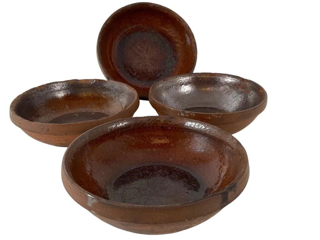4 Early Redware Bowls