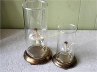 wolford glass & brass oil lamps 10" & 7" nice!