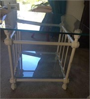 Cast iron square table with glass top