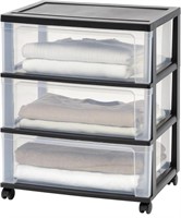 IRIS USA 3 DRAWER WIDE STORAGE DRAWER CART WITH