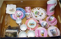 Quantity of mostly ceramic souvenir cups, dishes