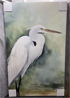 New, White Heron in the Rain Canvas Picture 58x37