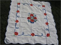 Handmade Poppy Applique Quilt
