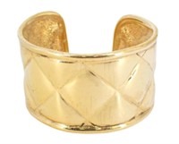 Chanel Matelasse Gold Tone Cuff Bracelet