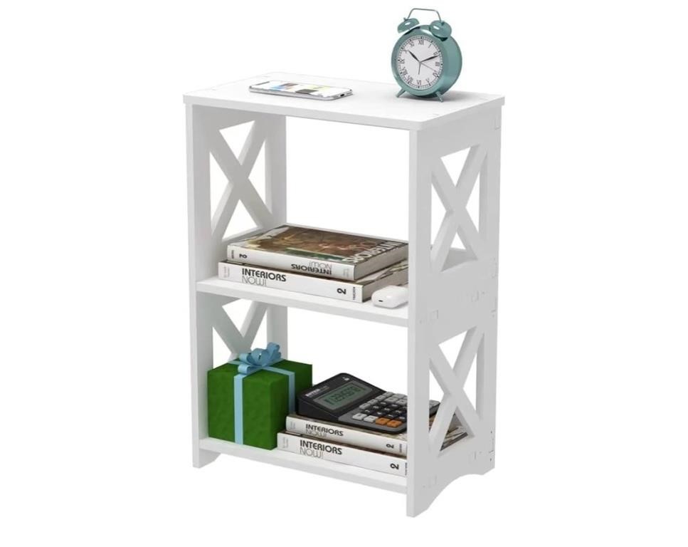 LUCKNOCK 3-Tiers Side Table, Narrow End Table with