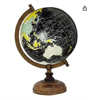 8" Black Multicolour Educational, Antique Globe
