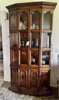 Vintage French Country Hutch with 2 Glass Shelves