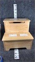 wooden stepping stool with storage