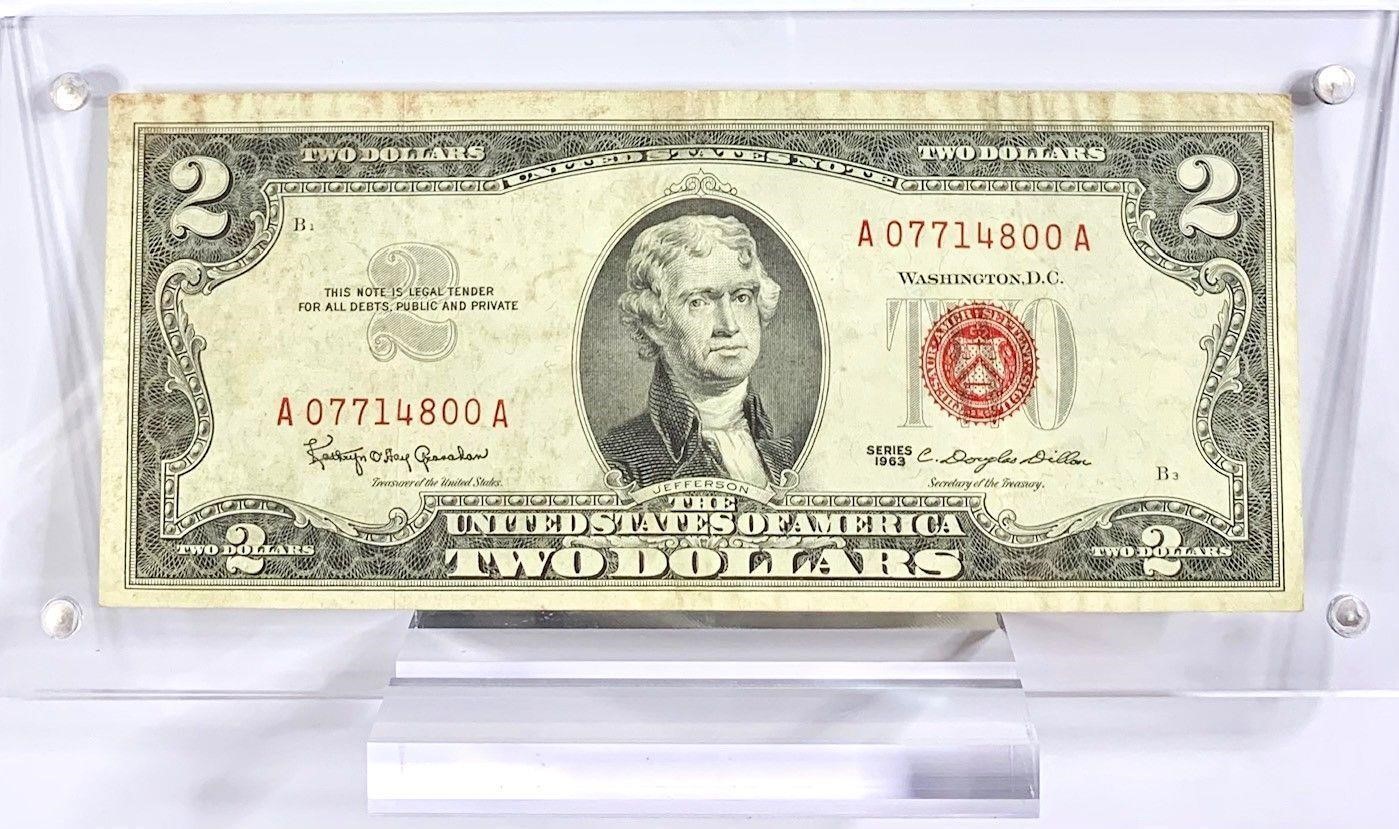 1963 Red Seal $2 Legal Tender Banknote + Display