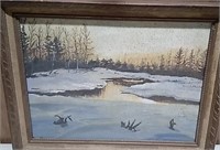 Signed Arleen Brown Oil Painting "Winter Days"