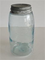 VTG BLUE MASON JAR-PATENT NOV 30TH 1858 W/ZINC LID