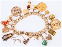 Jewelry 14kt Gold Charm Bracelet w/ Gold Coin