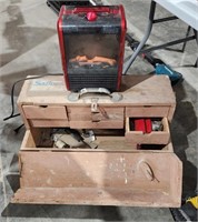 Bundle with wood tool box, electri mini fire place
