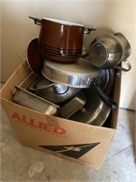 Moving box size filled with pots pans and more