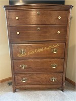 Oak, Curved Drawer Tall Dresser & Nightstand