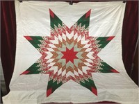 Hand Sewn Christmas Table Cloth Quilt c.1960