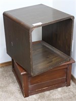 Wood Box Storage with Lid, Wood Cube End Table.