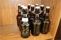 9 Amber Glass Bottles