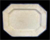 Vintage Ivory w/Blue Trim Ceramic Platter