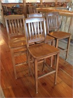 4 Hardwood Bar Stools / Chairs #9